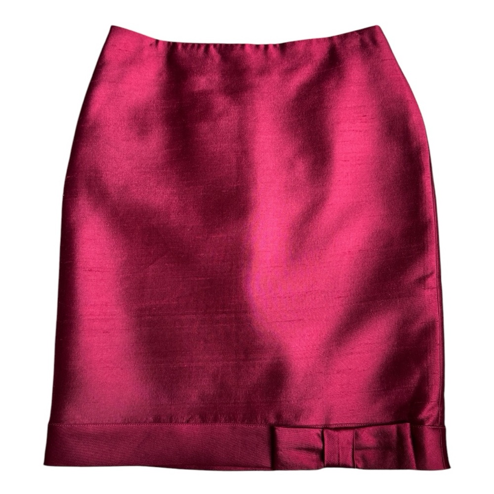 New! Talbots Petite Cranberry Red Silk Wool Pencil Skirt with Bow Wome…